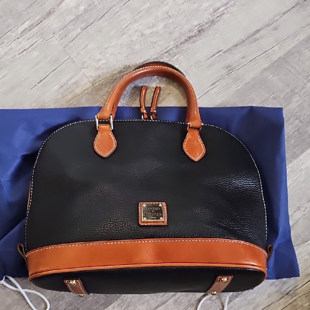 Dooney & Bourke Black and Tan Dome Satchel
